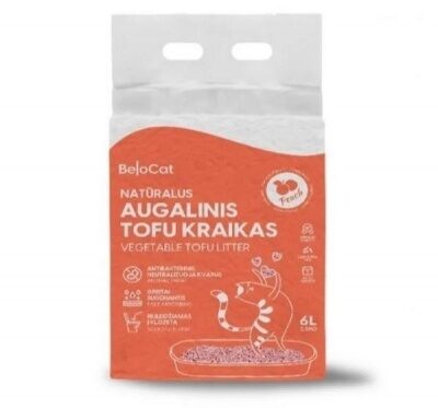Pakaiši kaķu tualetēm BeloCat Tofu Clumping Cat Litter Peach 6l